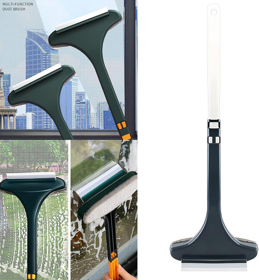 Window Screen Cleaner, 1Pc Double Sided Cleaning Brush, Fast Mesh Net Scraping Mop Washing Tool with Removable 16 Inch Handle for Glass Doors and Cabinets