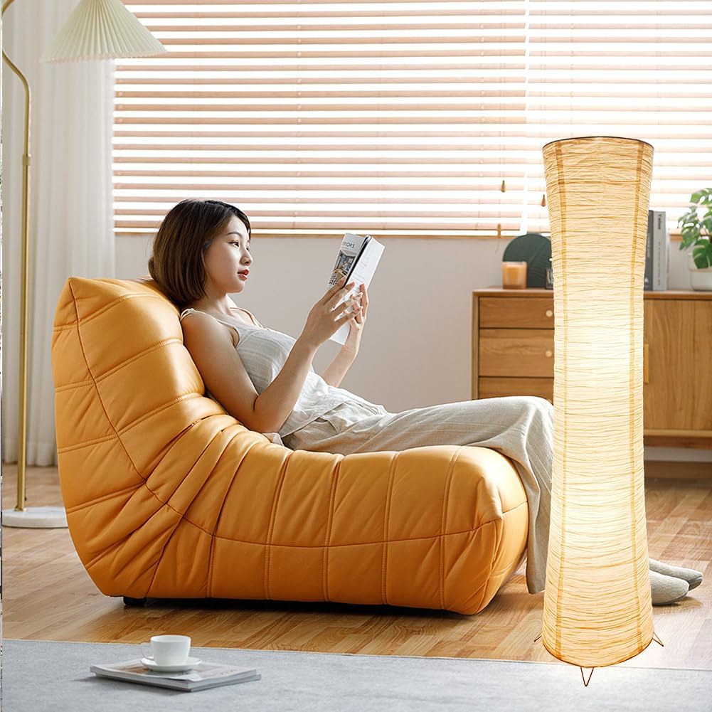 44 Inch Paper Floor Lamp, Floor Lamps for Living Room, Paper Standing Lamp, Room Decoration Festival Lantern Light for Bedroom Living Room Kids Dorm Coffee