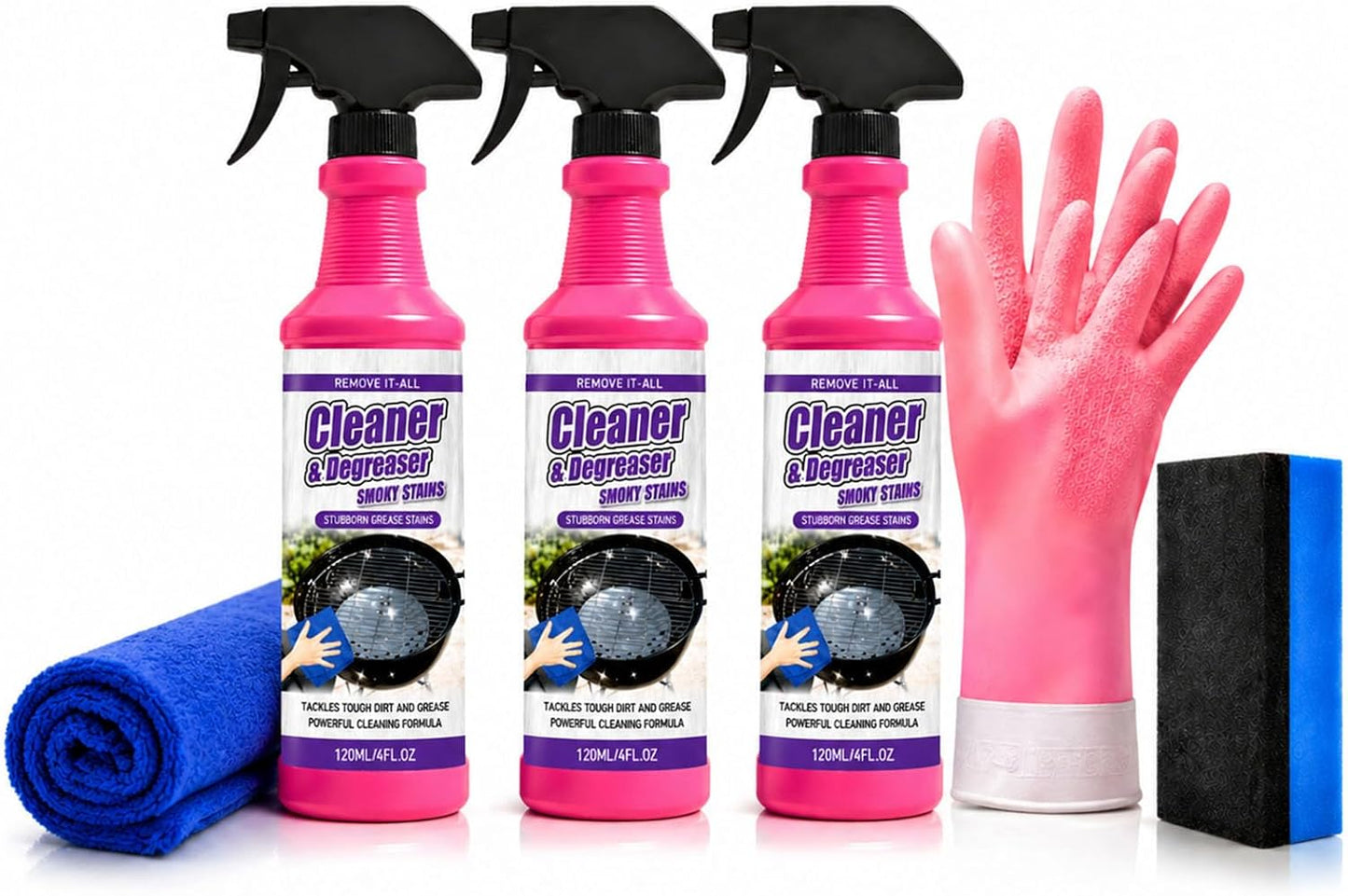 Fast-Acting Heavy-Duty Grill Degreaser Spray, Heavy Duty Degreaser Spray, Removes Grease, Oil & Grime, No Residue, Kitchen Grill Oven Engine Cleaner for Home & Automotive Use (1pcs)