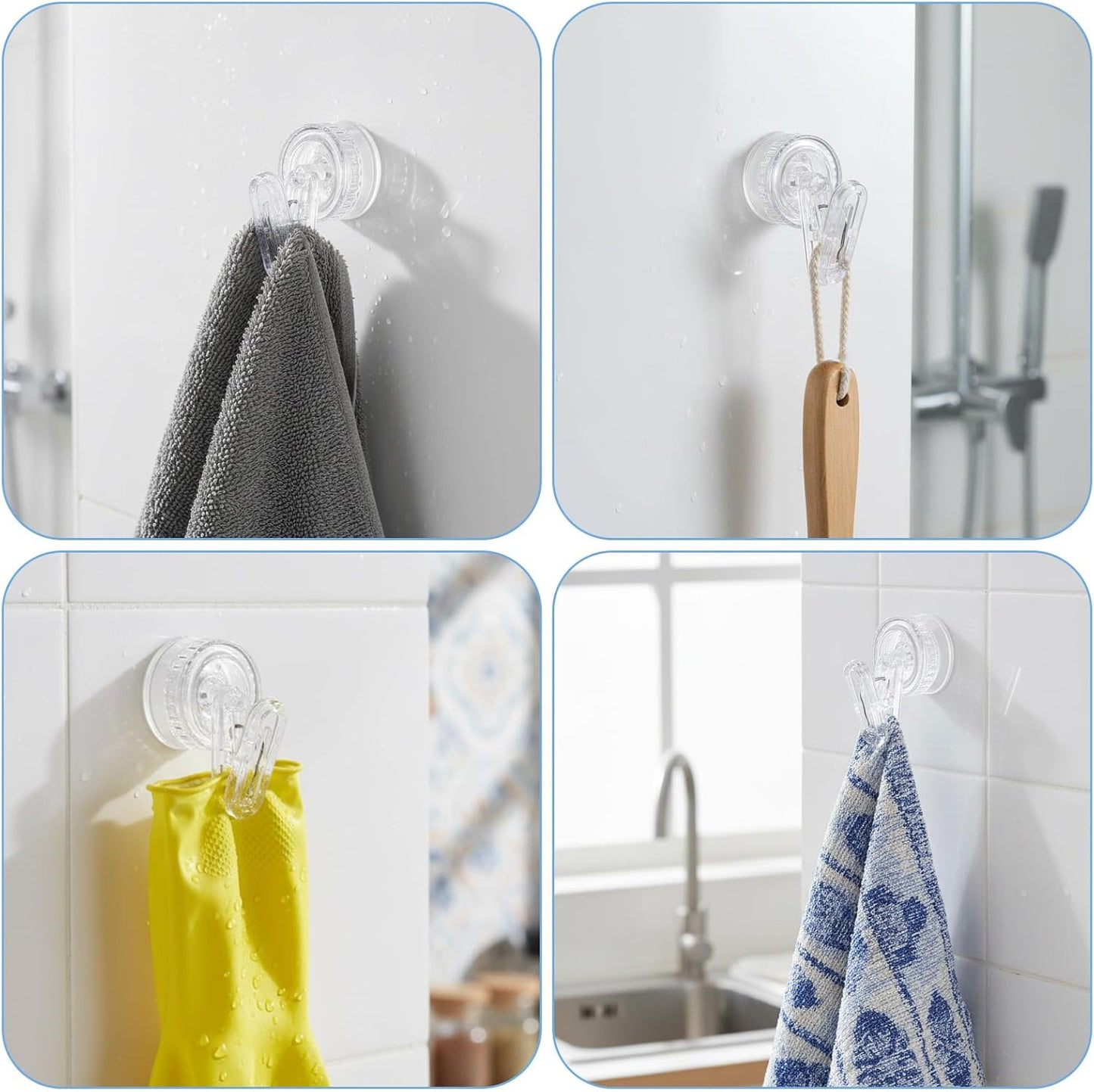 2PCS Dish Glove Clip with Suction Cup Rotatable Glove Holder Clip Removable Wall Mounted Hook for Kitchen Bathroom Office for Dish Gloves Documents Towels