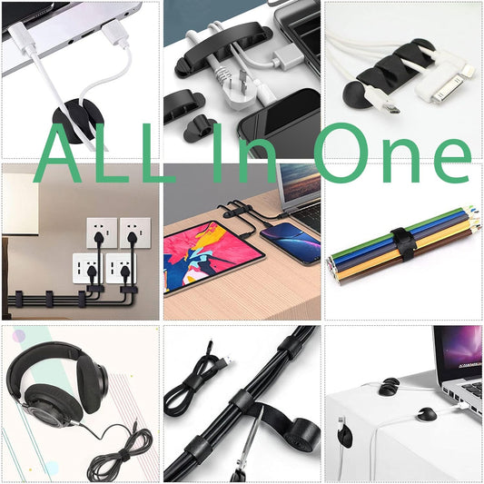 34pcs Cord Management Organizer Kit, Reusable Cable Ties Wire Organizer Set with Self-Adhesive Cable Clips for Desk Computer TV Home Office