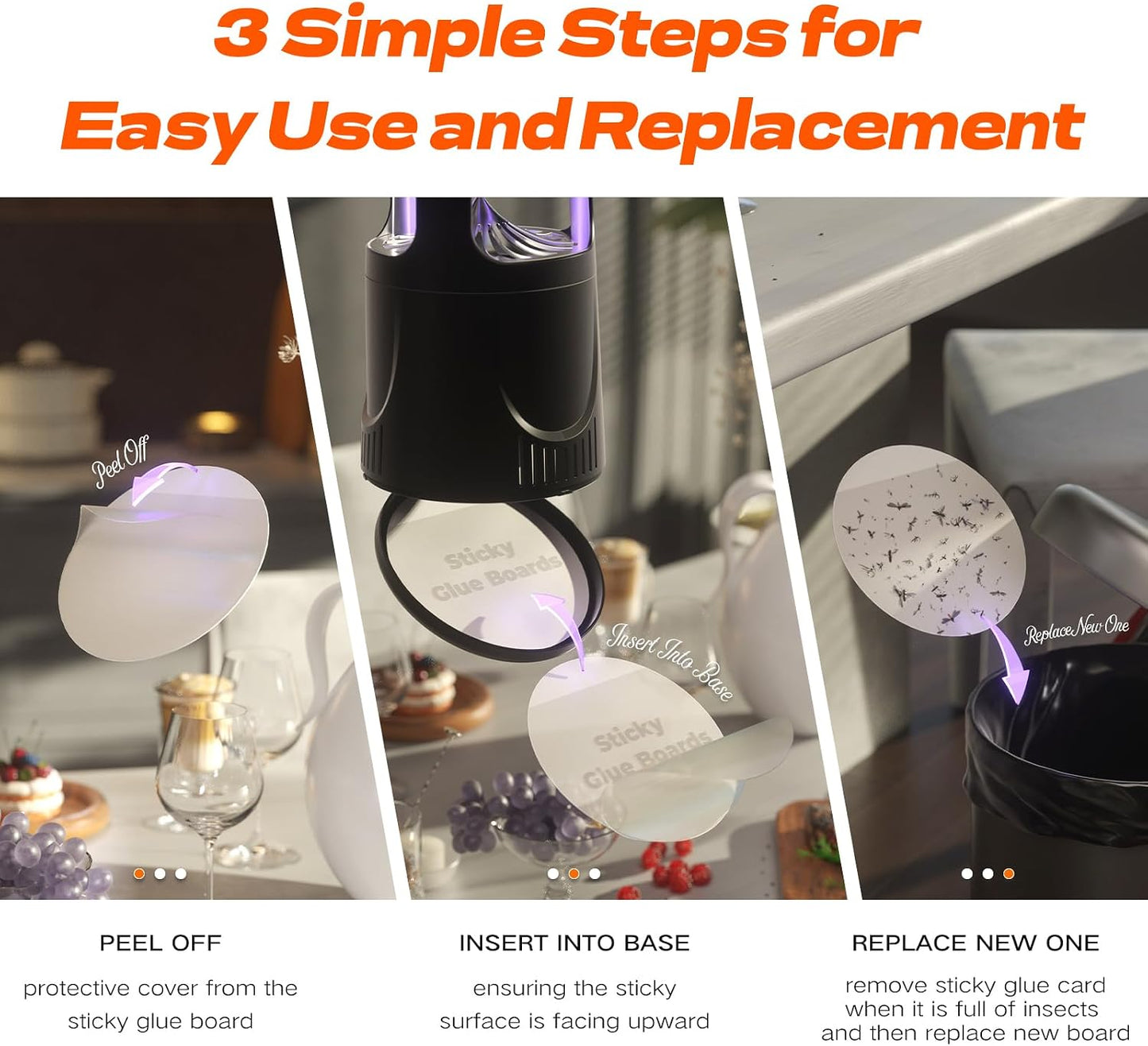 Fly Traps Indoor, Fruit Fly Trap for Home, Flying Insect Trap with Suction, Mosquito Traps Indoor & 10 Pcs Sticky Glue Boards, Gnat Traps for House Indoor