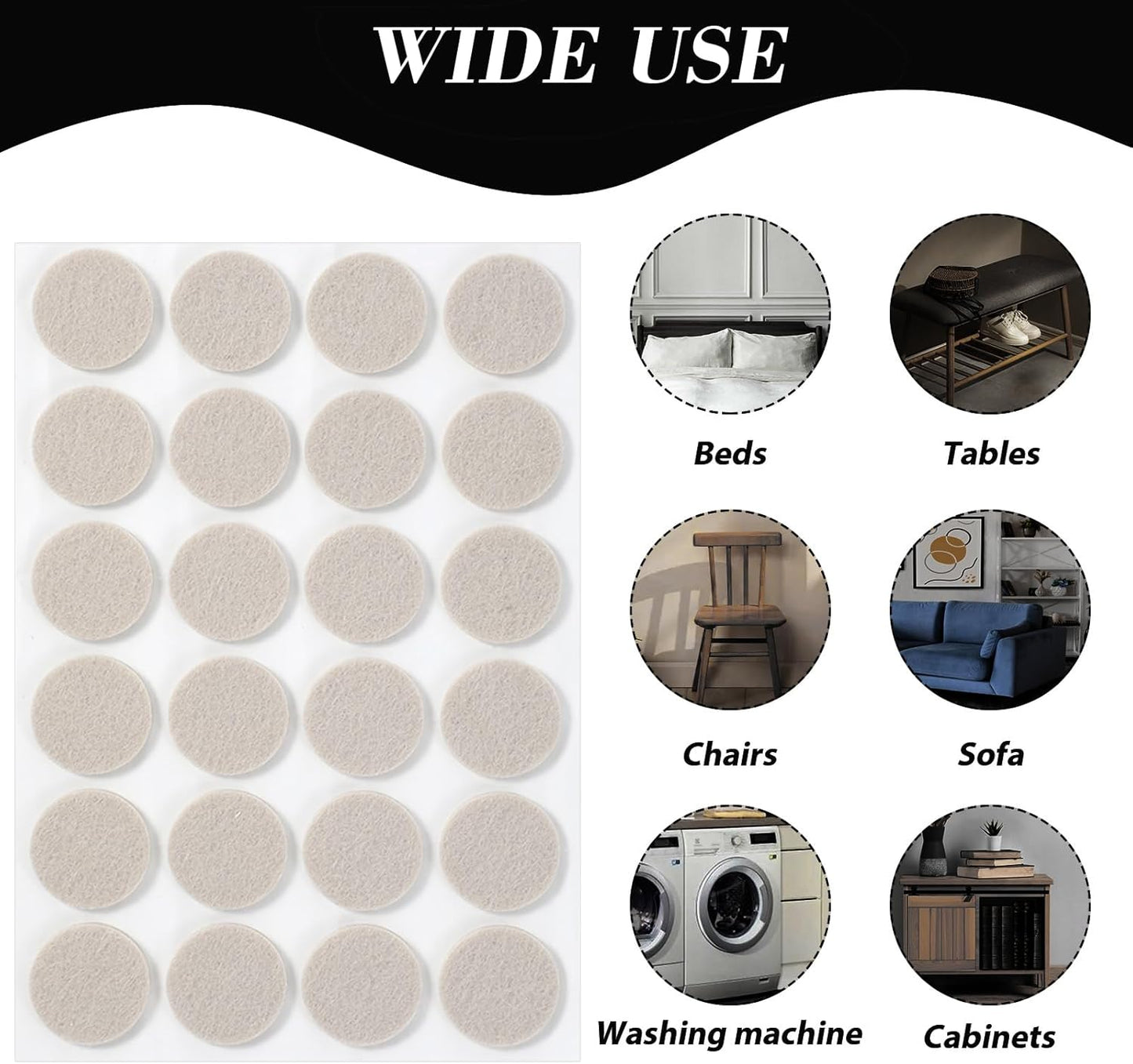 192Pcs Felt Furniture Pads Non Slip Chair Leg Pads Self Adhesive Felt Bumpers Chair FeltPad Chairs Leg Floor Protectors Furniture Sliders Cabinet Door Pad for Kitchen Cabinet Drawers Cupboards