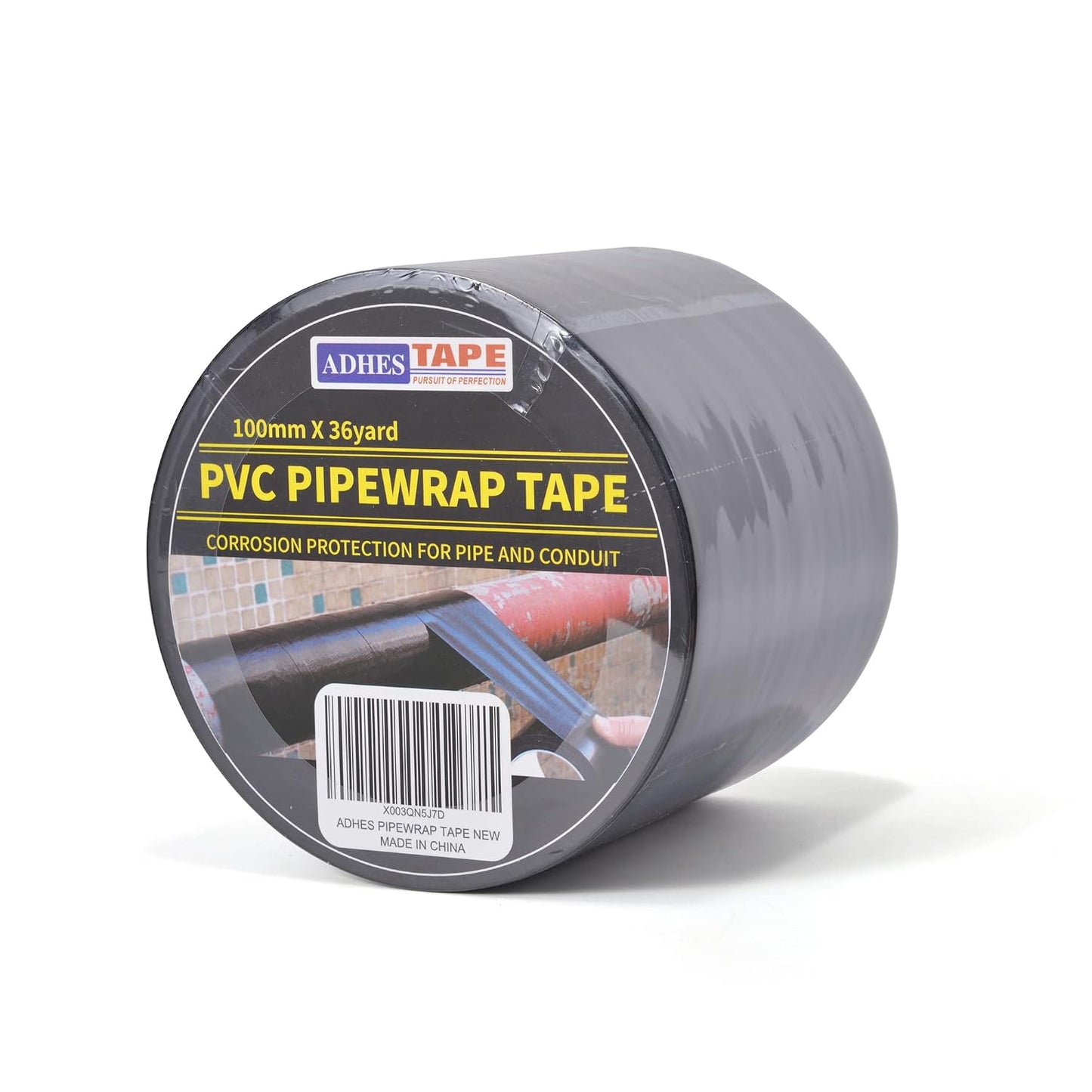ADHES Corrosion Protection Pipe Tape, 2 Inch X 36 Yds(108FT), 6.0Mil PVC Pipe Wrap Tape Weatherproof Wrap Duct Tape for Drain Pipe, Metal & Electrical Piping, Outdoor, Underground Pipe, Black