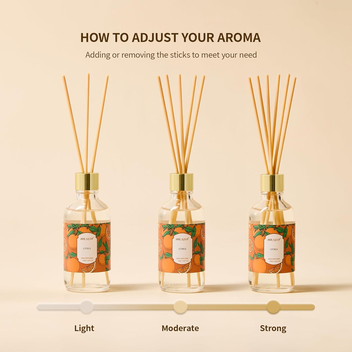 Airkeep Reed Diffuser Oil Set with Reed Sticks,Rose Aromatherapy Oil Scent Diffuser for Home Office Bathroom Decoration Perfume and Gifts 3.38oz/100ml
