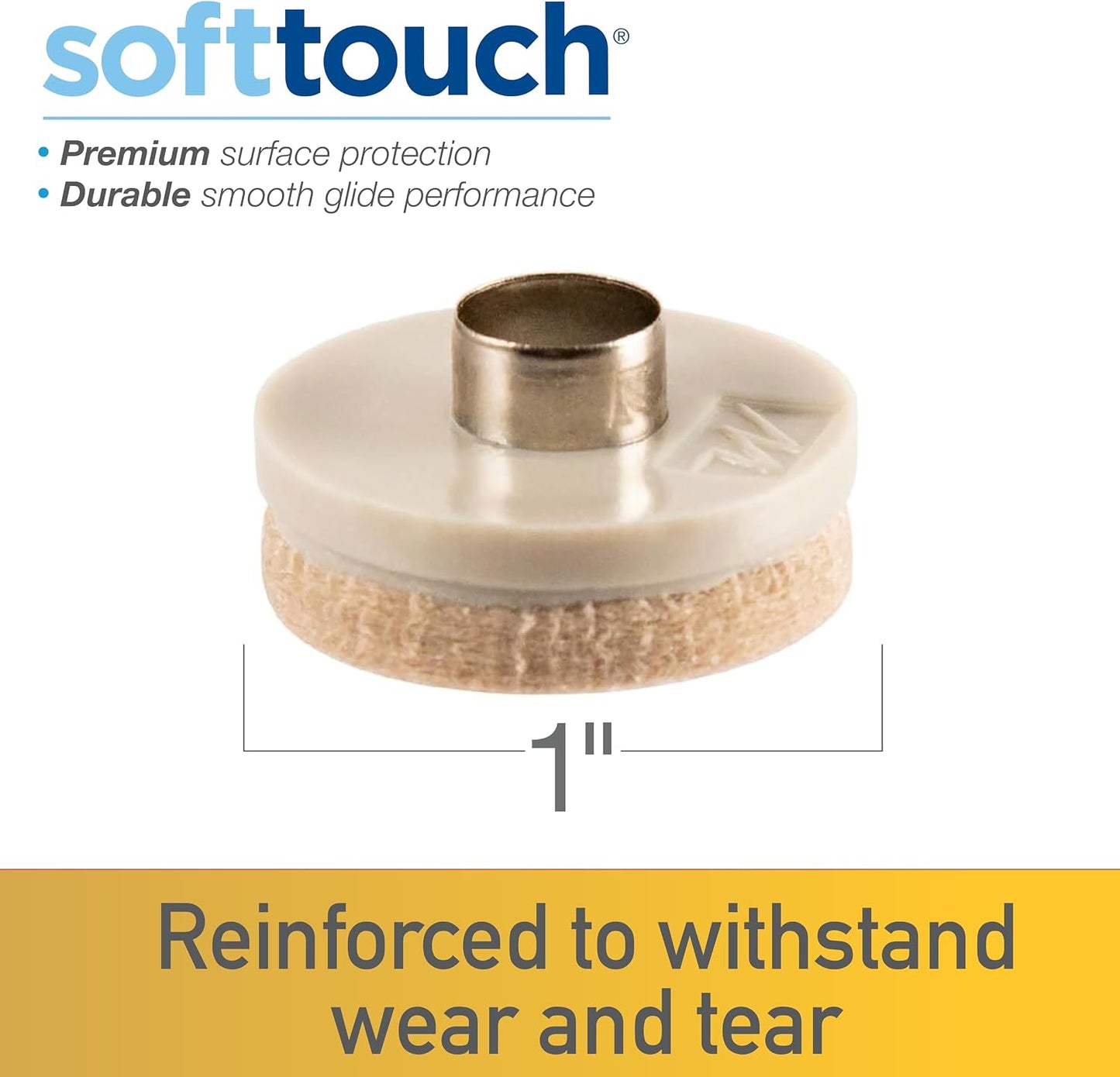 softtouch 7/8" Round Nail On Heavy Duty Felt Furniture Pads for Wood Furniture, Protect Hard Floor Surfaces from Scratches, Brown (8 Pack)