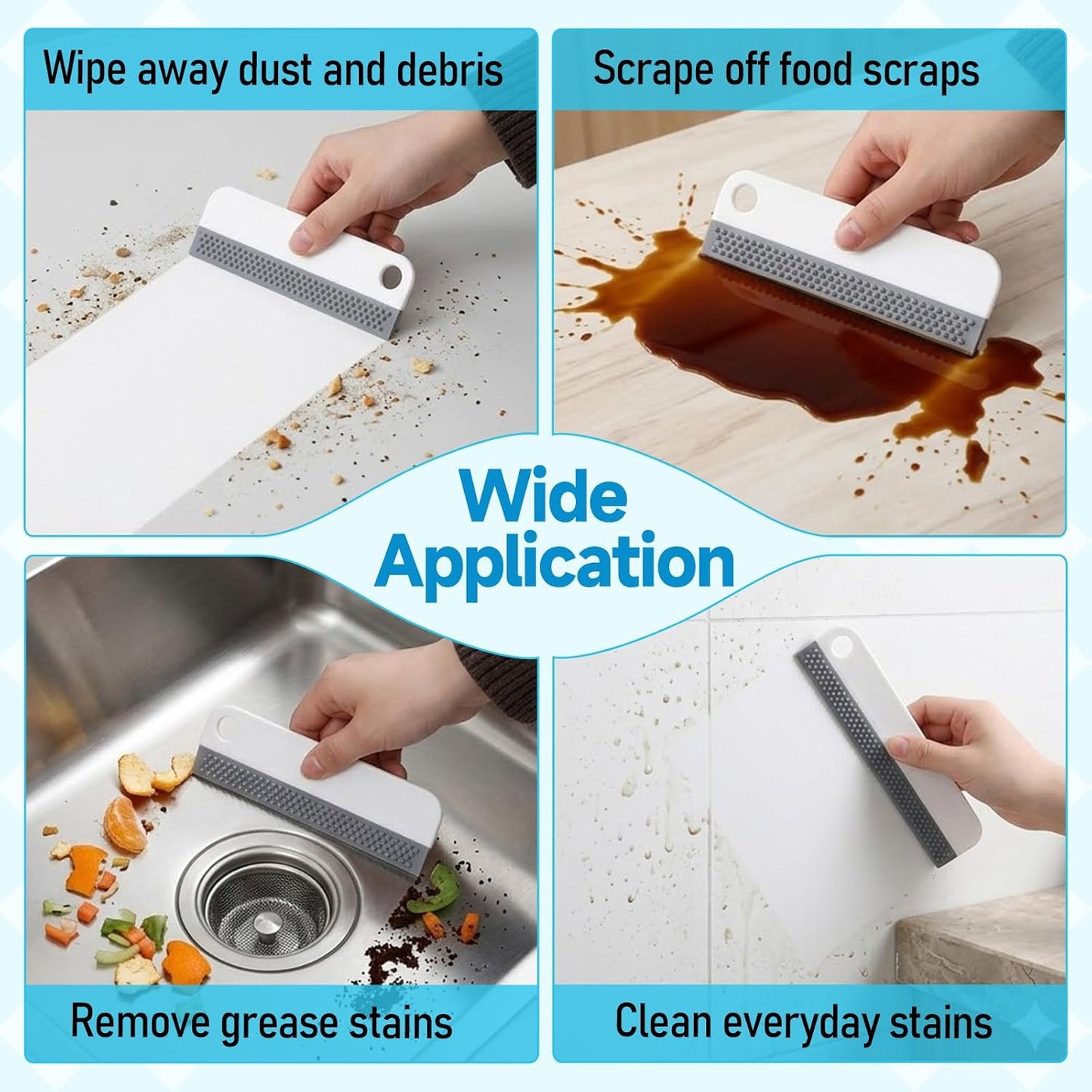 2 PCS All-Purpose Small Rubber Squeegee, Soft Silicone Mini Squeegee for Shower Glass, Kitchen Sink Squeegee for Kitchen Countertops, Mirror, Bathroom, Glass, Car Windshield