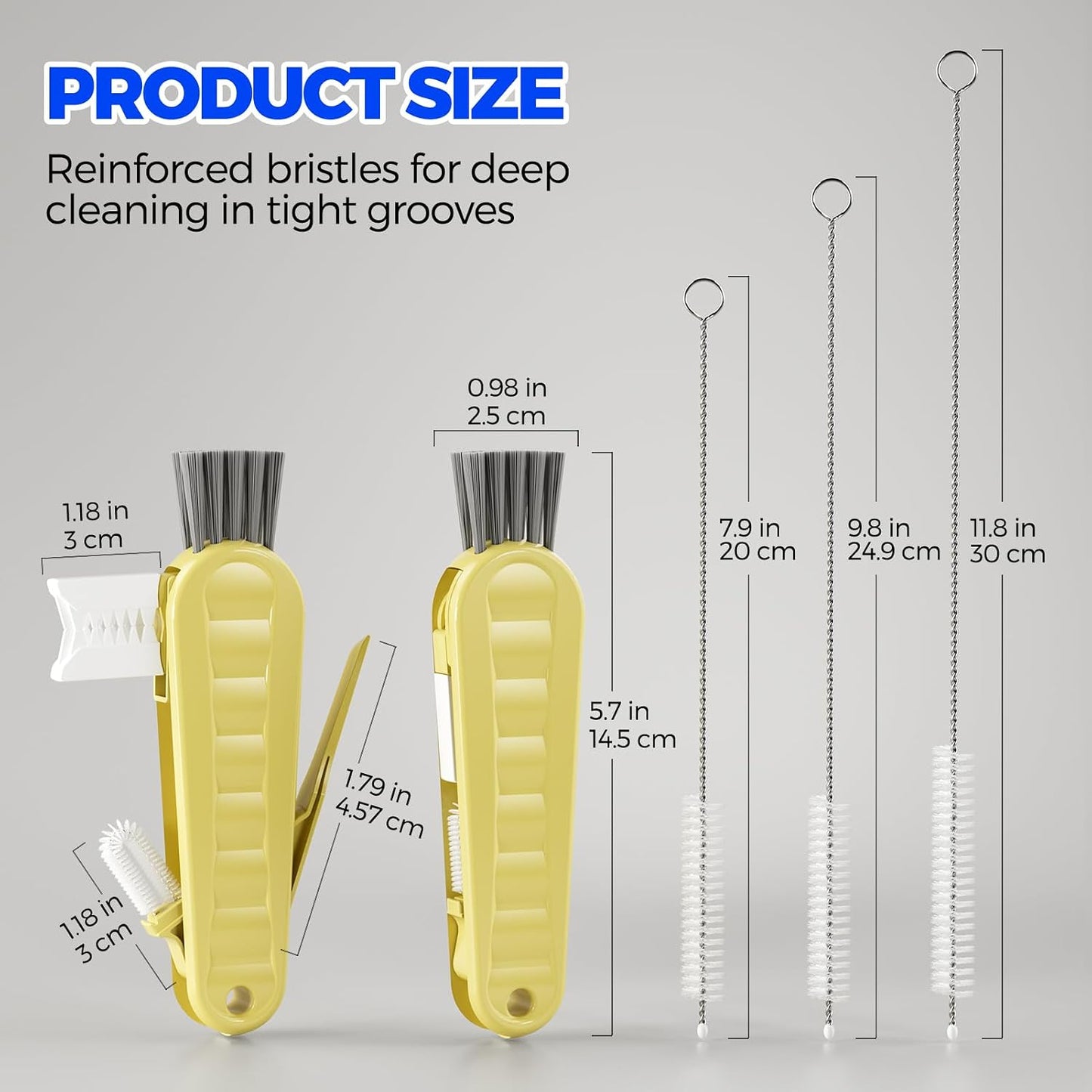 6 Pack Holikme 4 in 1 Cup Lid Cleaning Brush Set with 3 Straws, Multifunctional Bottle Brush, Silicone Cup Lid Gap Cleaner, Bristle Crevice Cleaning Brush, Flat End Brushes, Navy & Black & Olive