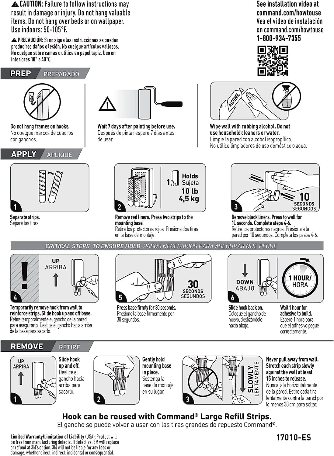 Command 10 lb XL Heavyweight Hook, 2 Wall Hooks and 6 Strips, Damage-Free Hanging with Adhesive, Heavy Duty Hanging Great for Back to School Dorm Organizers