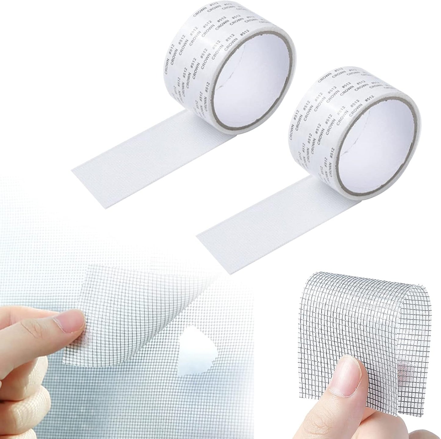 2PCS Window Screen Repair Kit Sticky Fine Screen Mesh Patch Repair Kit, Screen Repair Kit, Screen Tape Mesh Repair - for Windows or Doors (C-White)