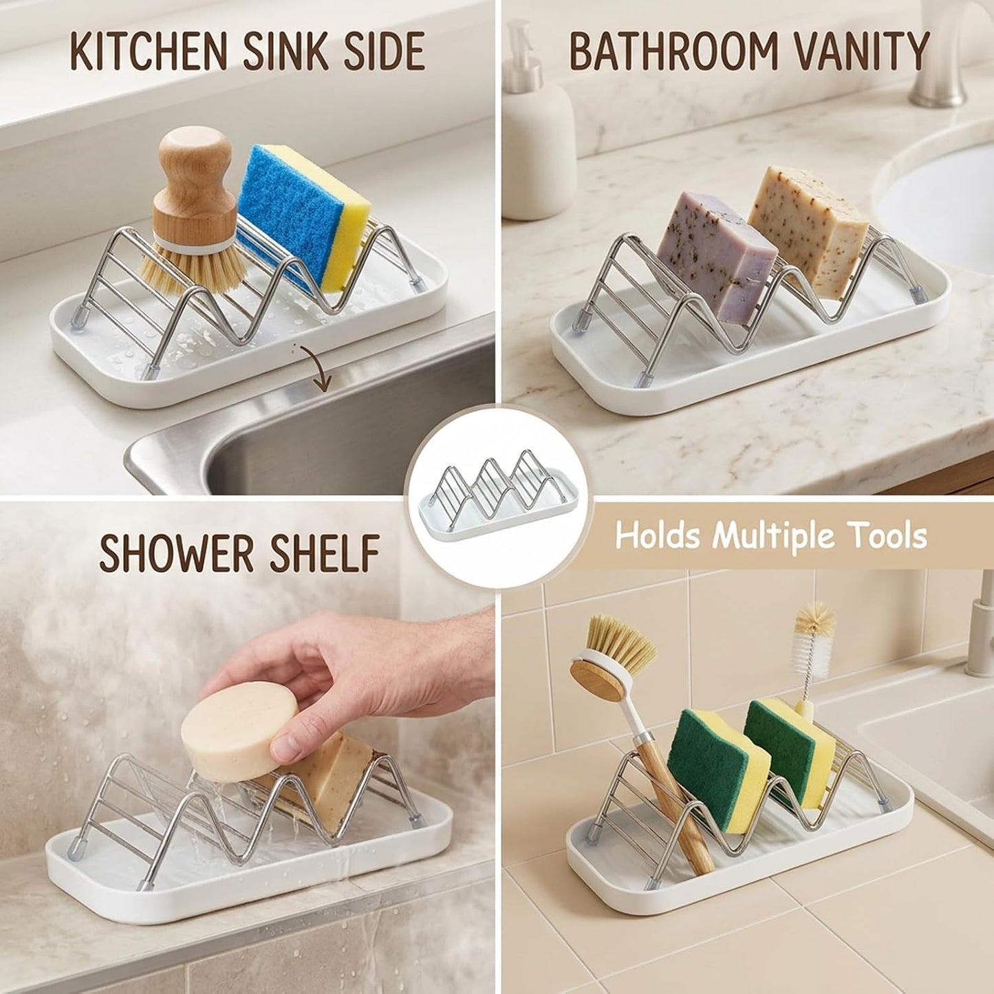 2 pcs Shampoo Bar Holder, Self Draining Soap Dish, Bar Soap Holder for Shower, Kitsch Shampoo Bar Holder, Soap Holder with Drainage Basin, 2-Piece Bathroom Organizer Set