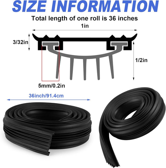 Nuanchu 1 Pcs 48 Inch Hardware U Shaped Rubber Door Bottom Sweep Weather Stripping Seal for Exterior/Front Doors Weatherproof & Noise Reducing Includes Rubber Door Seal Bottom Only (Black)