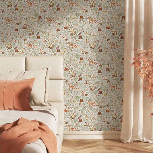 MuralPeel Boho Brown/Green/Orange Peony Floral Peel and Stick Wallpaper Easy Peel Off Vintage Self Adhesive Removable Stick on Wall Paper for Kitchen Cabinet Renter Friendly