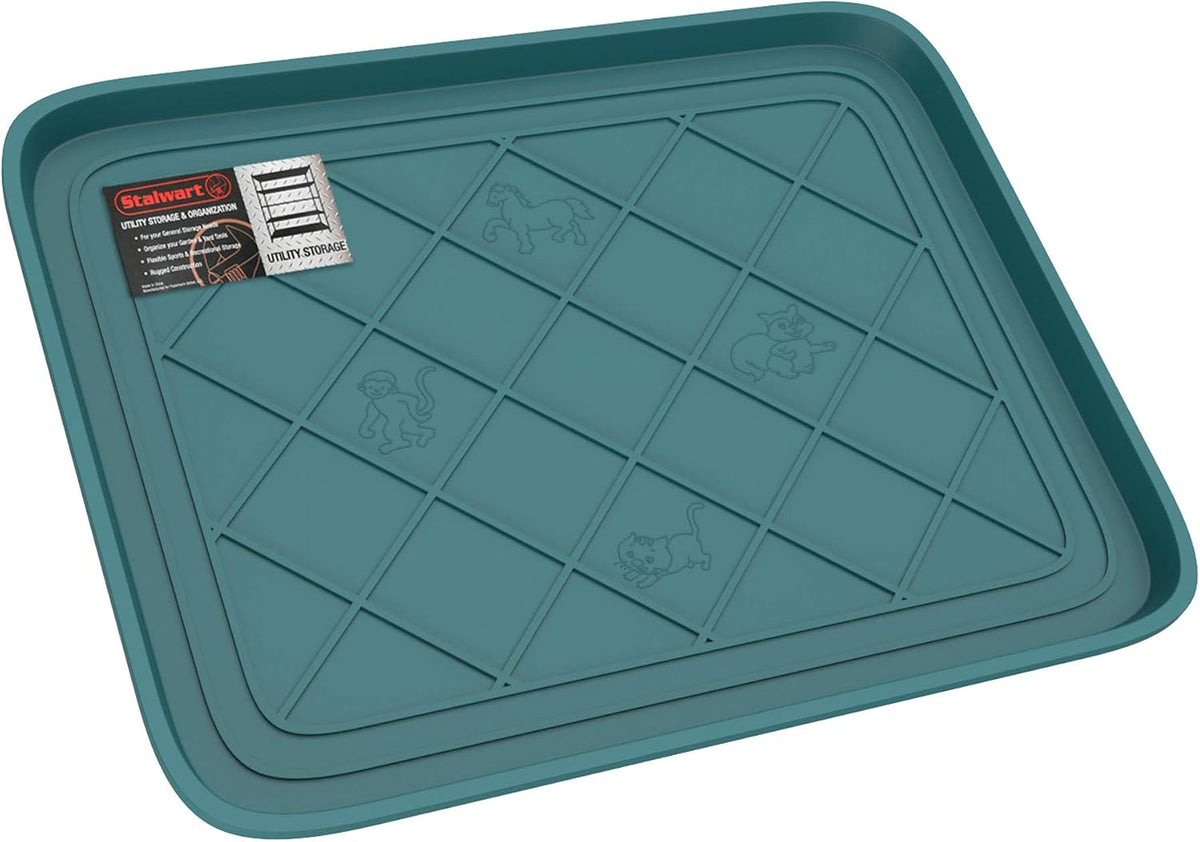 All Weather Boot Tray - Small Water Resistant Plastic Utility Shoe Mat for Indoor and Outdoor Use in All Seasons by Stalwart (Teal)