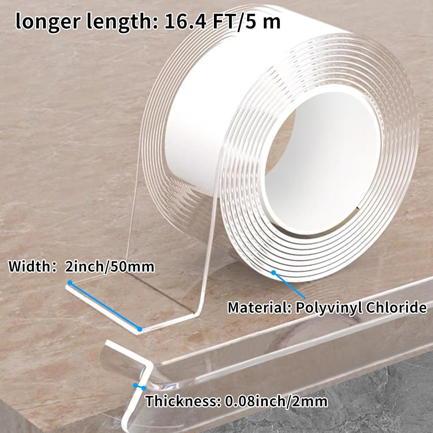 Edge Corner Protector Baby Proofing,Soft Clear Furniture Table Corner Guard & Edge Safety Cabinet Door Bumper,Crib Bumpers,Wall Protector,6.6ft(Width 0.8 in,Thickness 0.08 in)