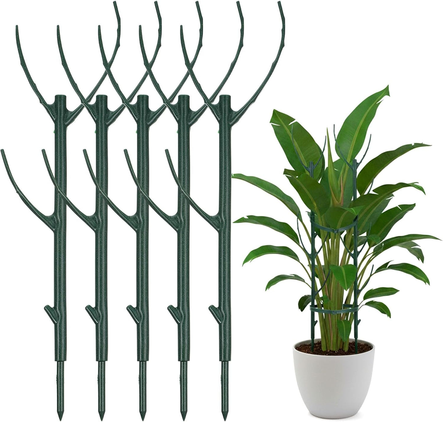 5 Pack Monstera Plants Support Stackable Plant Support Stakes Pothos Climber Supports Vine Plant Sticks Stakes with Plants Clips Ties for Indoor Outdoor Vine Orchid Perfect Moss Pole Replacement