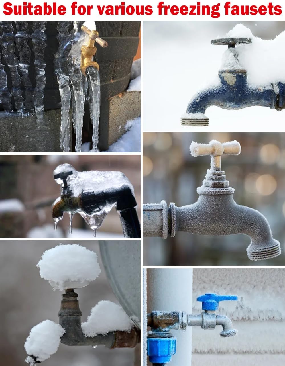 Wohohoho Outdoor Faucet Cover for Winter, 2 Packs Pro 10" H x 7" W Black Outside Freeze Protection, Reusable Waterproof Insulated Spigot Cover, Thickened Garden Faucet Socks Hose Bibs