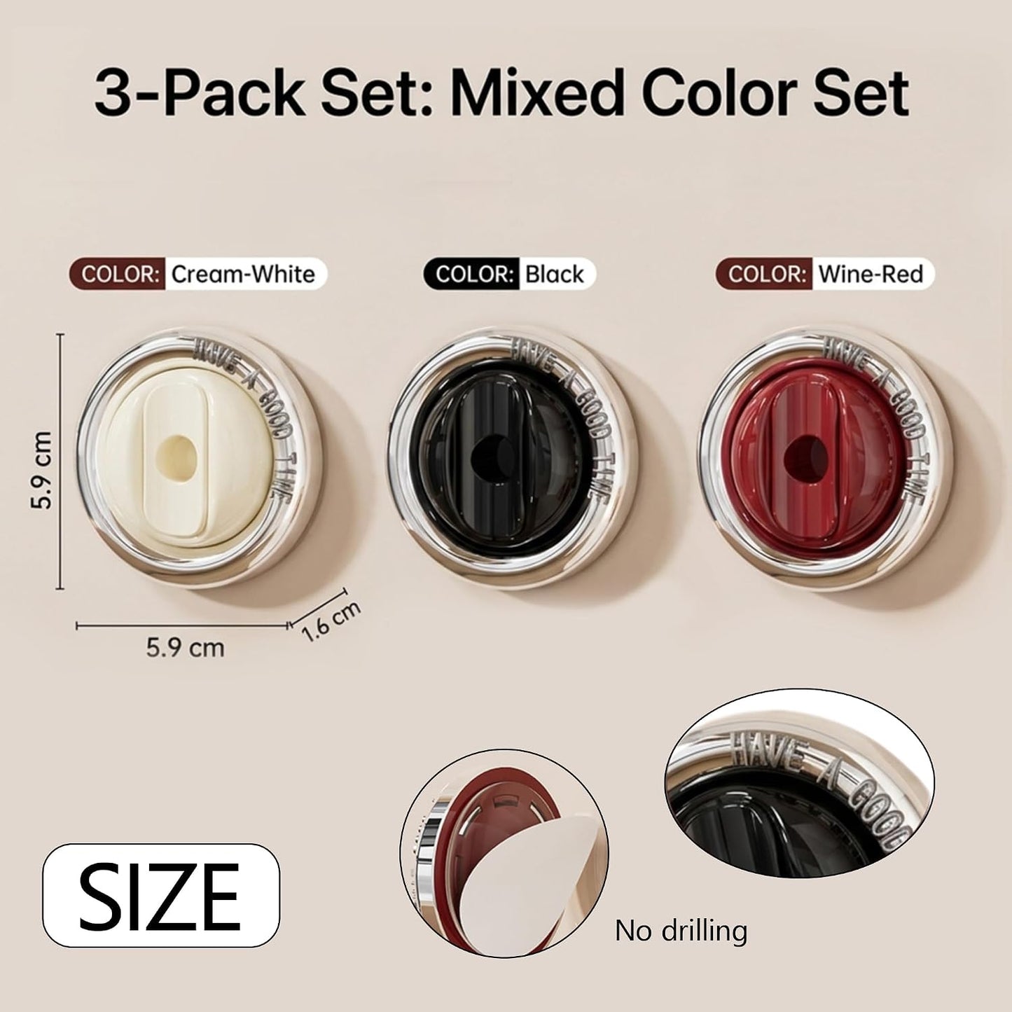 3Pcs Multi-Purpose Magnetic Drill-Free Wall Hooks, Clothes Drying Pole & Electric Toothbrush Storage Holder, Rust-Resistant Mop Organizer for Bathroom Balcony Laundry Room