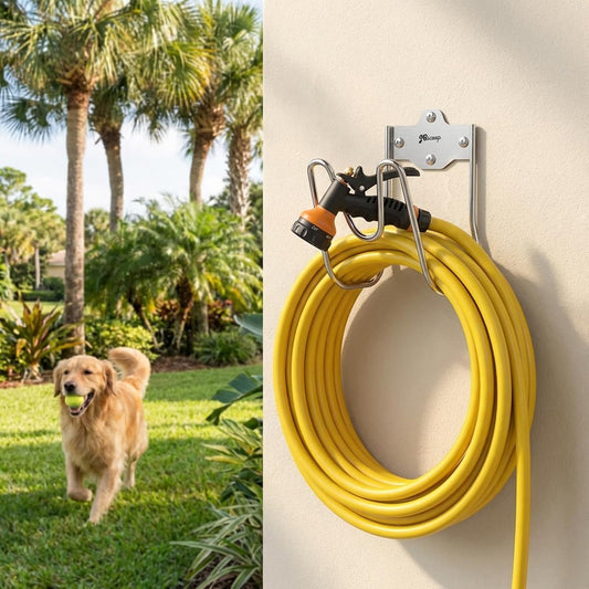 JBscoop Garden Water Hose Holders for Outside wall Mount - Silver SUS304 Garden Hose Hangers, Hose Hanger Hose Hooks for Water Hose, Extension Cords