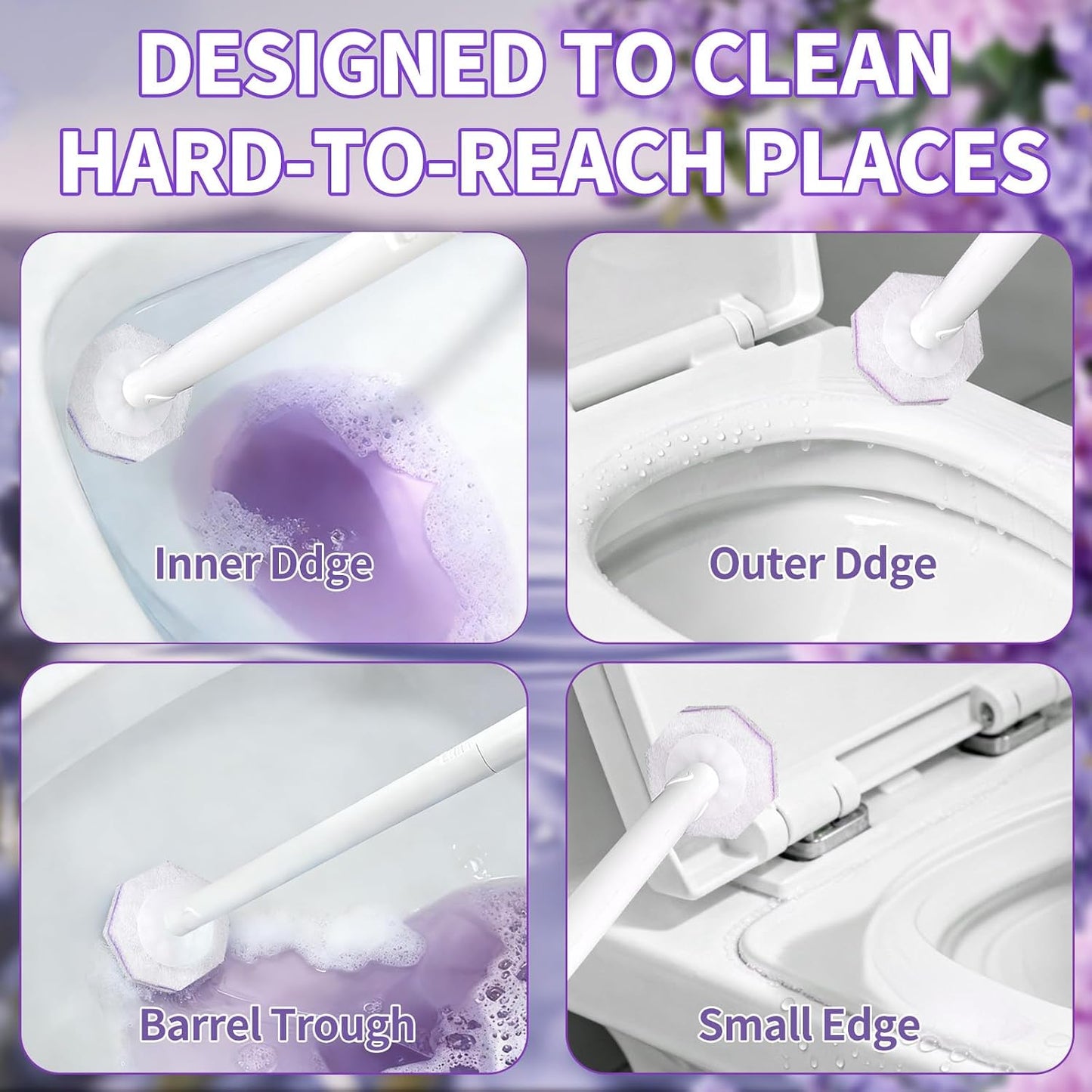 Toilet Bowl Wand Refills for Clorox, Toilet Cleaner Refills,100 Count | Compatible with Clorox Toilet System, Pre-Loaded Cleaner, 3-Layer Scrub Pads, 4X Cleaning Power , Lemon Lavender Scent
