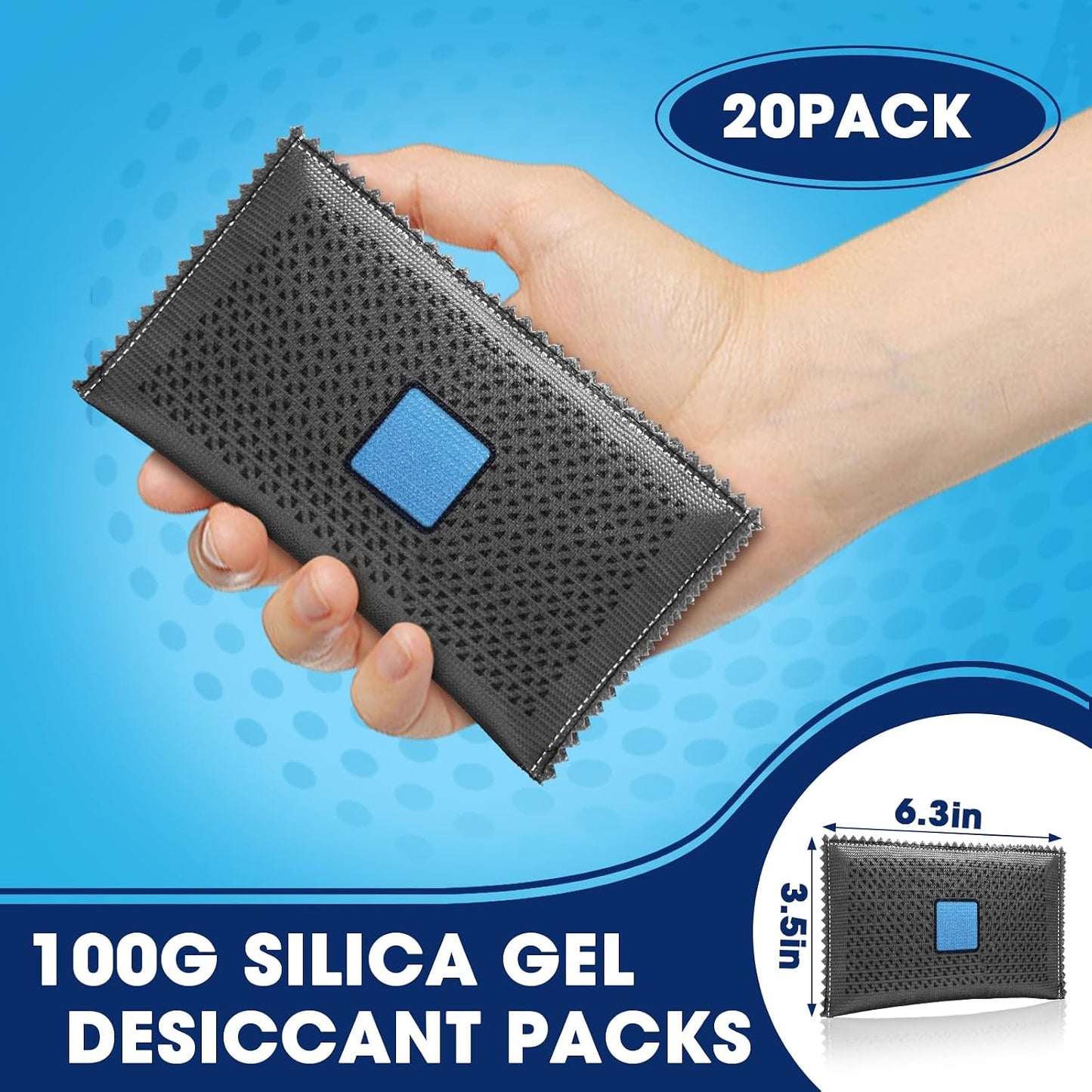 Timgle 10 Pcs 100g Rechargeable Desiccant Packs for Storage Silica Gel Packets Dry Moisture Absorbers Bags Reusable Desiccant Car Dehumidifiers Bag for Closet Home Car Moisture Absorbing