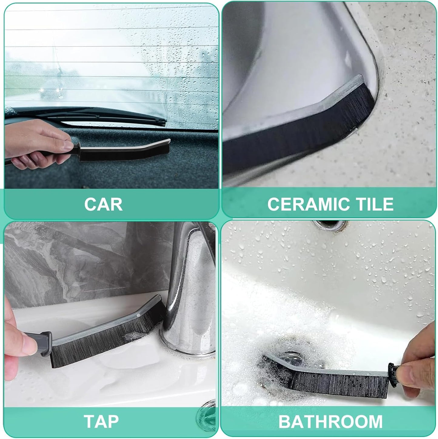 OKOM Multifunctional Stainless Steel Crevice Cleaning Brush - Hard Bristles for Kitchen & Bath Gap Cleaning