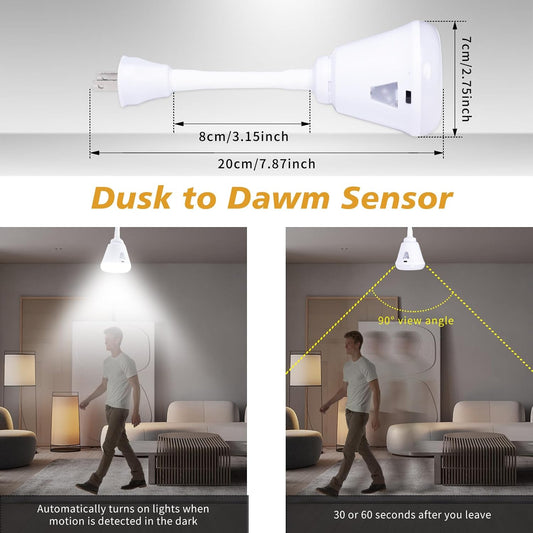 2 Pcs Plug in Motion Sensor Night Light Indoor LED Infrared Motion Detector Night Light for AC Outlet, Dusk to Dawn Sensor, 360° Rotating for Stairs Garage, 6W Cool White Light US Plug