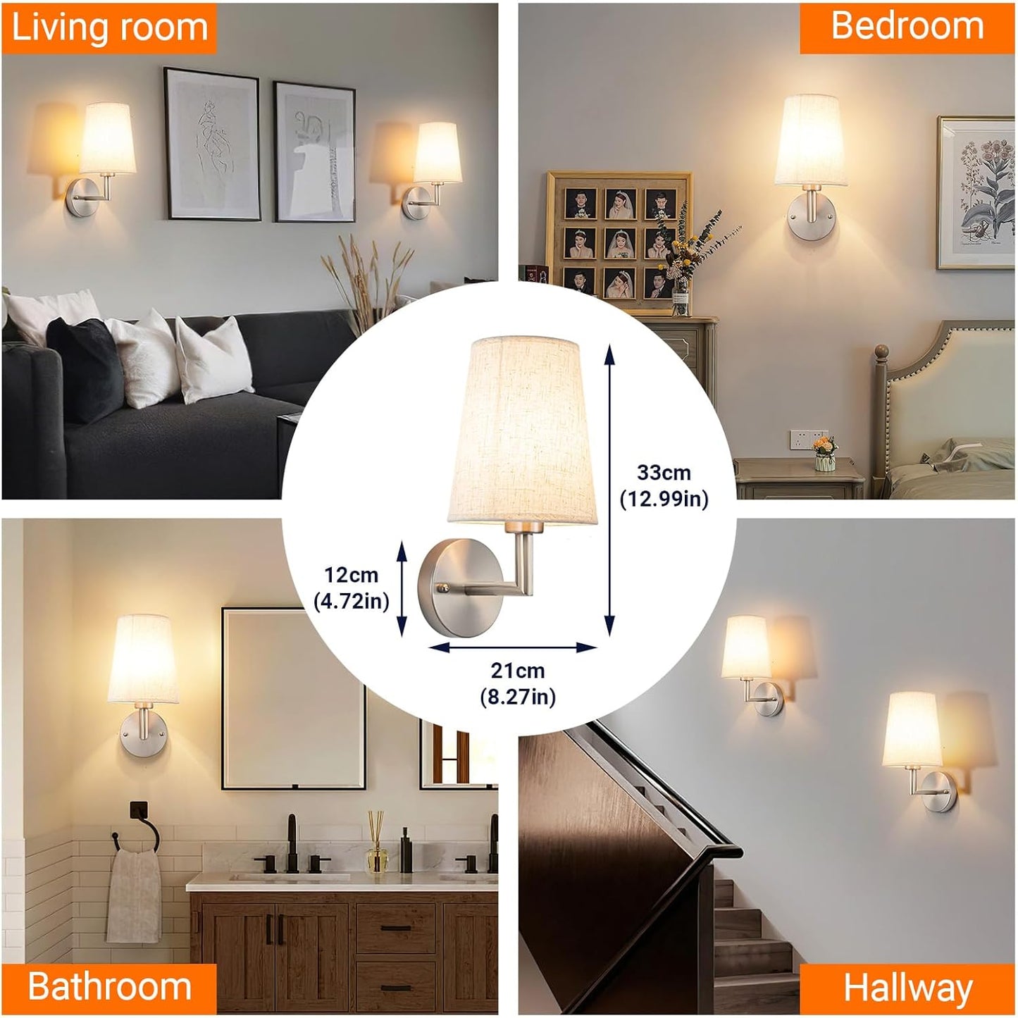 Wall Sconce Battery Operated Wall Light Fixure with Remote Control, Dimmable Battery Operated Wall Sconces Set Of Two, Indoor Wireless Wall Mounted Lamp with Rechargable Bulb For Bedroom Living Room (