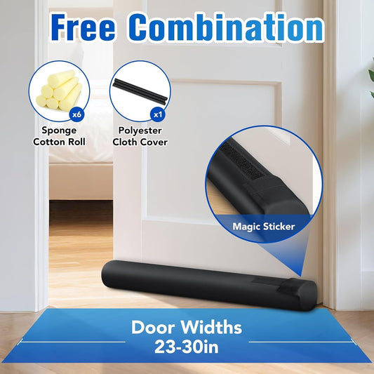 Under Door Draft Stopper for Bottom of Door, Weather Stripping Door Seal, Covers Gap Up to 2.36", Adjustable Door Sweep for Interior Doors and Exterior Cold Air, Noise, Dust, Light (Gray)