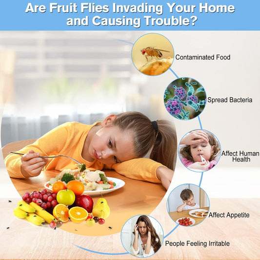 Fruit Fly Traps for Indoors, Gnat Killer Pet&People Safe, Effective Fruit Flies Catcher for Mosquitoes, Gnats, Moths, Durable Flying Insect Trap with Sticky for Home Plants Kitchen Garden