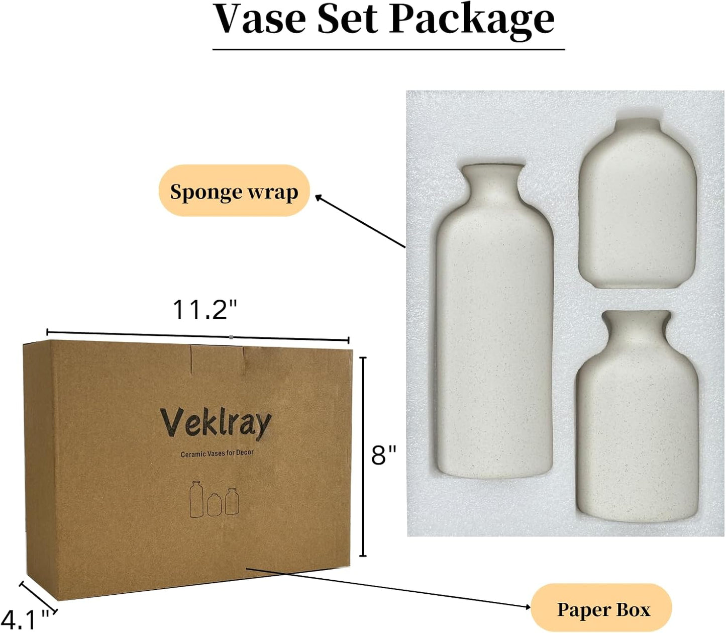 Small Ceramic Vase Set of 3, Boho Home Decor Vases for Dried Flowers,Farmhouse,Shelf,Bathroom,Centerpiece for Entryway Table Decoration Gifts