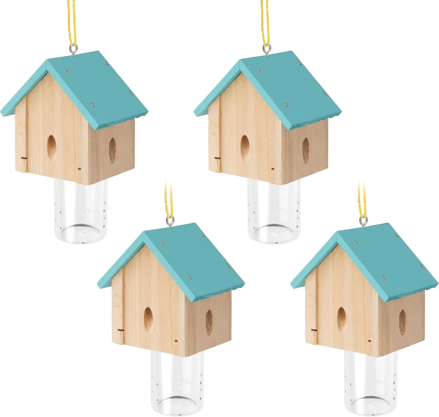 Carpenter Bee Trap for Outside - Best Bee Trap - Blue Cabin Style Nature Hanging Wood Carpenter Bee Traps Outdoor - Insect Traps with Removable Vault (2 Pack)