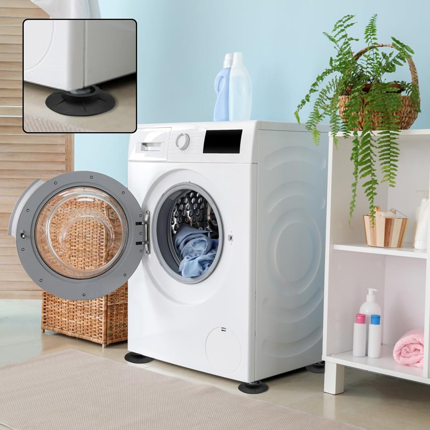 LELE LIFE 8Pcs Suction Cup Anti Vibration Pads for Washing Machine, Rubber Washer Dryer Anti Vibration Mat, Washing Machine Support Foot Pedestal, Stop Vibrating & Noise