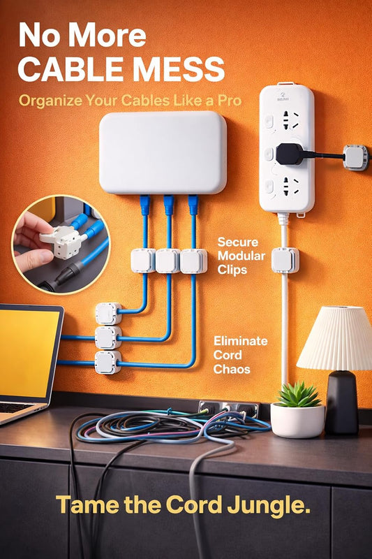 Magnetic Cable Clips – Cord Organizer for Desk, Wall & Car, Self Adhesive Cable Holder, Wire Management for Charging Cables, USB, Lightning & Type C (6 Pack) Compatible with iOS & Android Devices