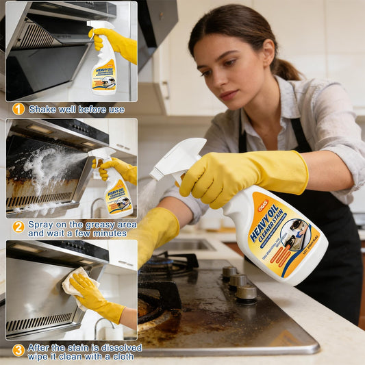 Heavy Duty Kitchen Degreaser Spray – Multi-Surface Oil & Grease Remover for Oven, Stovetop, Grill, Range Hood & Cookware, Non-Abrasive Low-Odor Formula, Effective Cleaner for Kitchen Surfaces