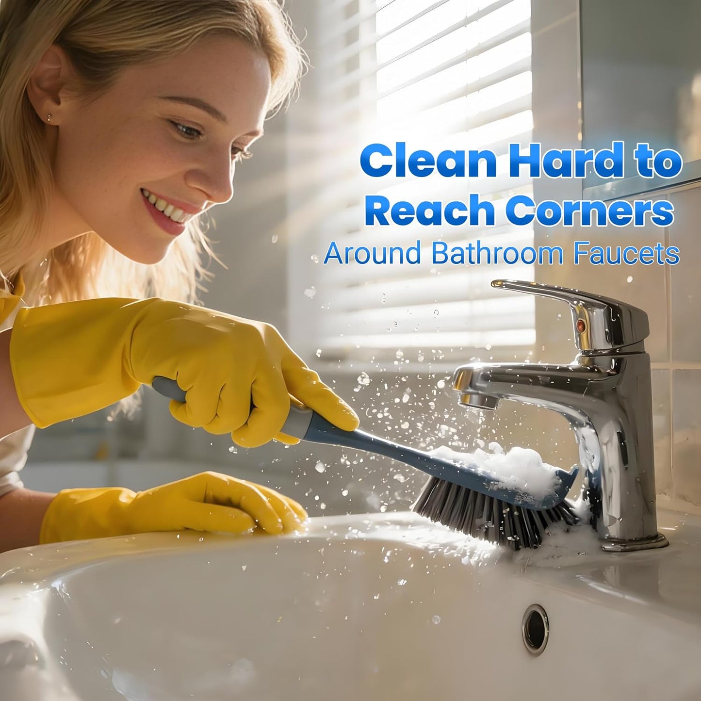 3 Pack Hard Bristle Scrub Brush Set, Cleaning Brush Designed for Cleaning Shower, Bathroom Faucets, Tile Grout, Sink Edges, Around Toilets, and Hard to Reach Corners and Crevices