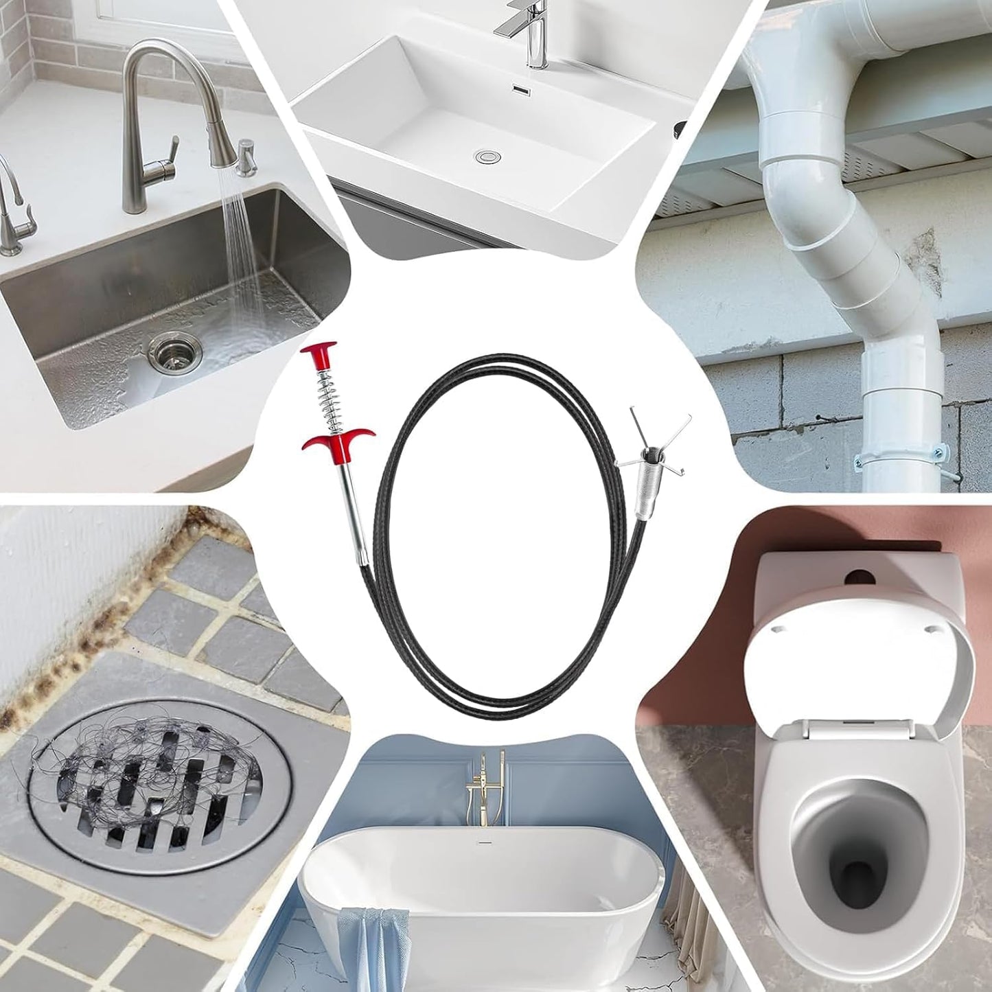 Drain Snake,79 inch Flexible Grabber Claw Pick Up Reacher Tool,Drain Clog Remover - Gutter Cleaning Tools for Home Sink, Bathroom Tub,Drain, Toilet, Tight Spaces