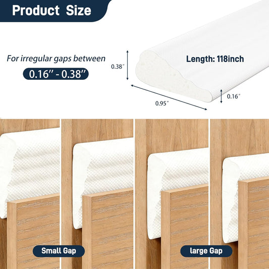 118” Wedge-Shape Window Weather Stripping Door Seal Strip, Self-Adhesive Soundproofing Frame Winter Insulation Foam Tape for Door Frame, Noise Drafts Blocker, Gap Filler, Draft Stopper, White