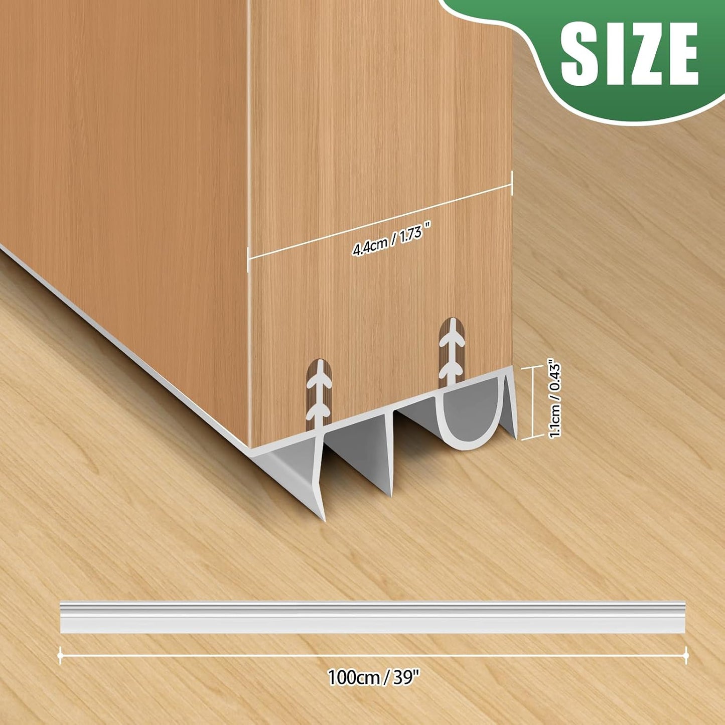Door Draft Stopper, Cuttable Concealed Kerf/Channel Fit Under Door Seal, Draft Stopper Threshold Seal Bottom of Door Weatherstrip Kerf Weather Stripping Doors 39” Length (White, 39 inch)