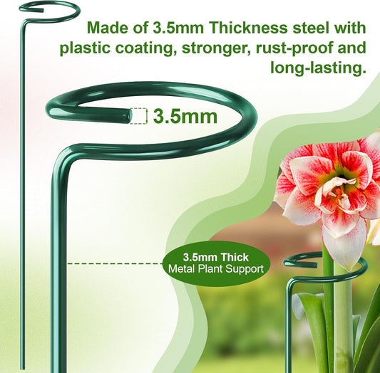 Fabulas 24 Pack Plant Support Stakes, 16 Inch Metal Garden Plant Stakes Single Stem Support Rings for Indoor Outdoor Amaryllis, Flowers Orchid, Lily, Peony, Rose, Tomato, Monstera, Narcissus