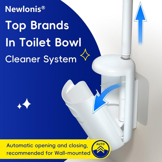 Newlonis® Disposable Toilet Brush, 32 Scented Refills, Wall-Mounted | Touch-Free, Toilet Cleaning Supplies