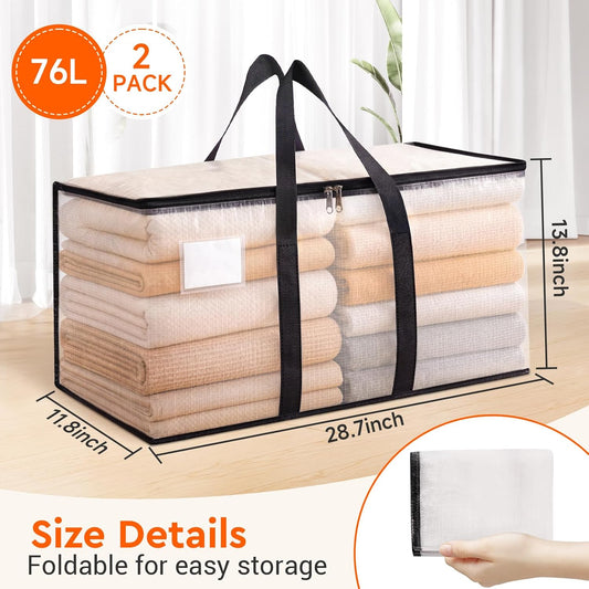 BlissTotes Moving Bags, 93L 8-Pack Storage Bags, Moving Box Heavy Duty Extra Large, Moving Totes with Zipper, Reinforced Handles & Tag Pocket, Boxes for Packaging Moving