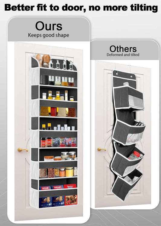 TAHAVICE Over the Door Organizer Storage, College Dorm Essentials for Girls, Hanging Organizer Closet 5 Large & 10 Mesh Pockets, Storage for Dorm Organization, Nursery & Bedroom (Dark Grey)