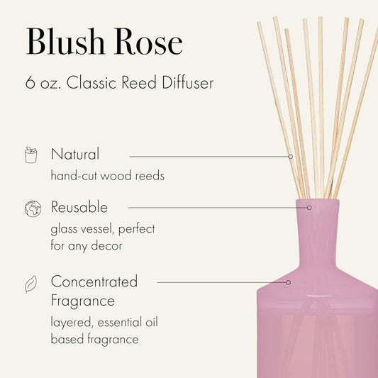 LAFCO New York Classic Reed Diffuser, Sea & Dune - 6 oz - Up to 3 Months Fragrance Life - Reusable Glass Vessel - Natural Wood Reeds - Made in The USA