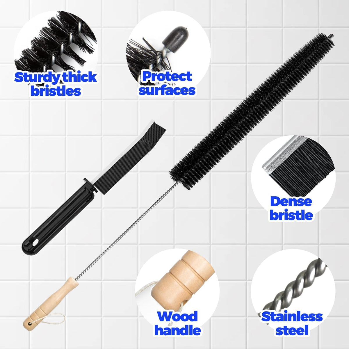 Holikme Dryer Vent Cleaner Kit - Household Cleaning Supplies,Long Flexible Refrigerator Coil Brush Radiator Brush,Dryer Lint Brush Home Essentials for Lint Trap Dust Vacuum Brush