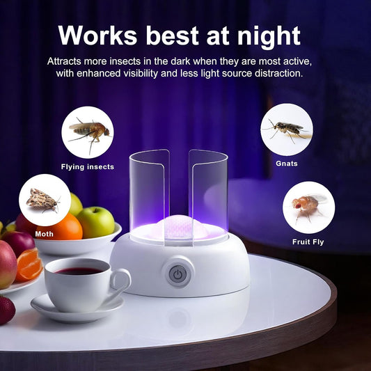 LFSYS Fruit Fly Traps for Indoors Gnat Trap Lamp, Double Side Sticky Paper 360° Attraction for Fruit Fly, Gnats 9 Refills + 1 Starter Kit (Dutch White)