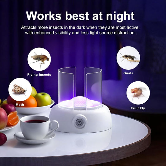 LFSYS Fruit Fly Traps for Indoors Gnat Trap Lamp, Double Side Sticky Paper 360° Attraction for Fruit Fly, Gnats 9 Refills + 1 Starter Kit (Dutch White)
