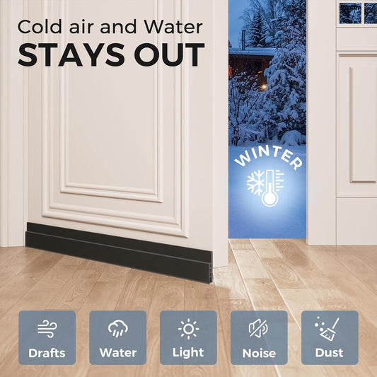 GroTheory 2 Pack Door Draft Stopper, Under Door Sweep for Exterior & Interior Doors, Weather Stripping Door Seal, Garage Window Blocker Noise Cold Air Insulation, Draft Guard Grey 2" W x 39" L