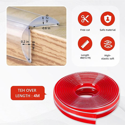 Edge Protector Strip, Corner Protector Baby,Corner Protectors for Furniture with3M Adhesiveft,Safe for Table, Fireplace (0.6x0.6 in Width 13.1 ft Length)