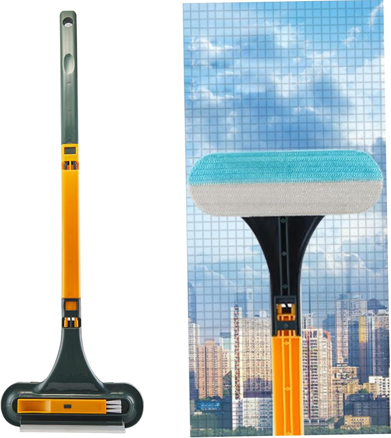 Window Screen Cleaning Brush 4PCS/Set 3 in 1 Double-Sided Window Screen Cleaner Dry&Wet Long Handle Washable Window Cleaner Tool, Window Screen Cleaner
